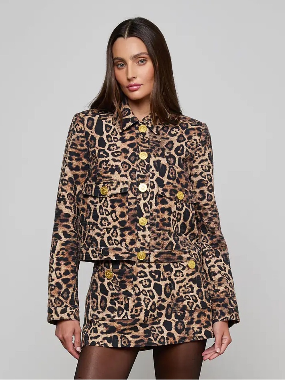 L'AGENCE Leopard Print Jacket & Skirt Set